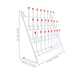 Drying Rack for Lab, 24 Pegs Metal Drain Rack Wall Mount Storage Holder, Lab Dry Clean Rack for Beaker Test Tube Glassware Water Cup Towels, White