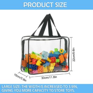 Acrebow 6 Packs Large Toy Storage Bags Clear PVC Organizing Bags With Zipper Travel Waterproof Organizer Bags For Board Games, Building Blocks, Puzzles, Toys, Kids Books