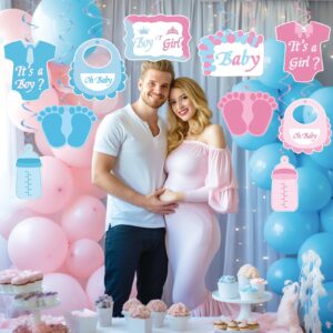 JINGAOFUN 20PCS Baby Gender Reveal Party Decorations Boy or Girl Gender Reveal Party Supplies Party Ideas Pink and Blue Decorations He or She Pregnancy Announcements Decor