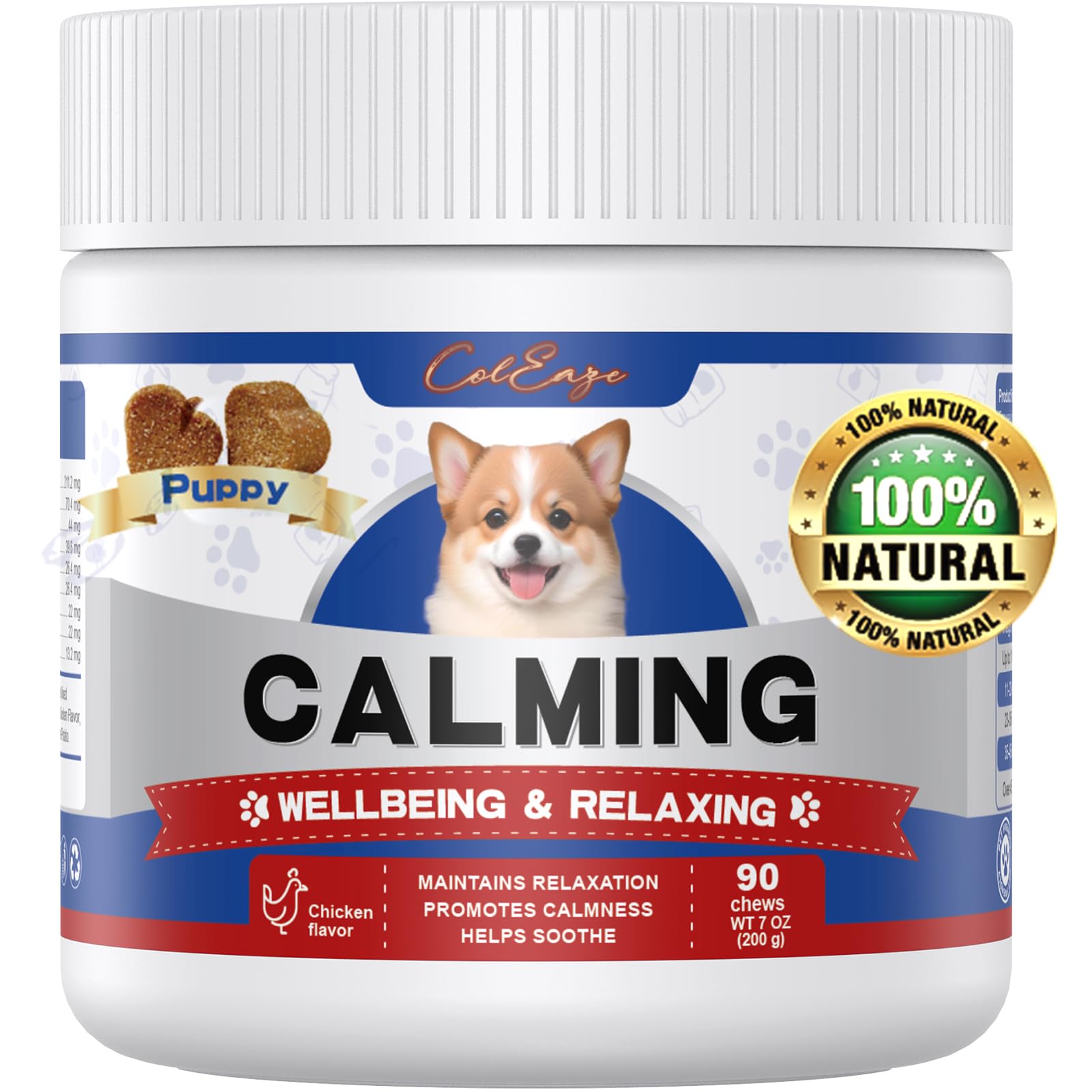 Calming Chews for Dogs - Dog Anxiety Relief,Dog Calming Treats - Supplements Calming Chews for Dogs 7 oz 90 Count