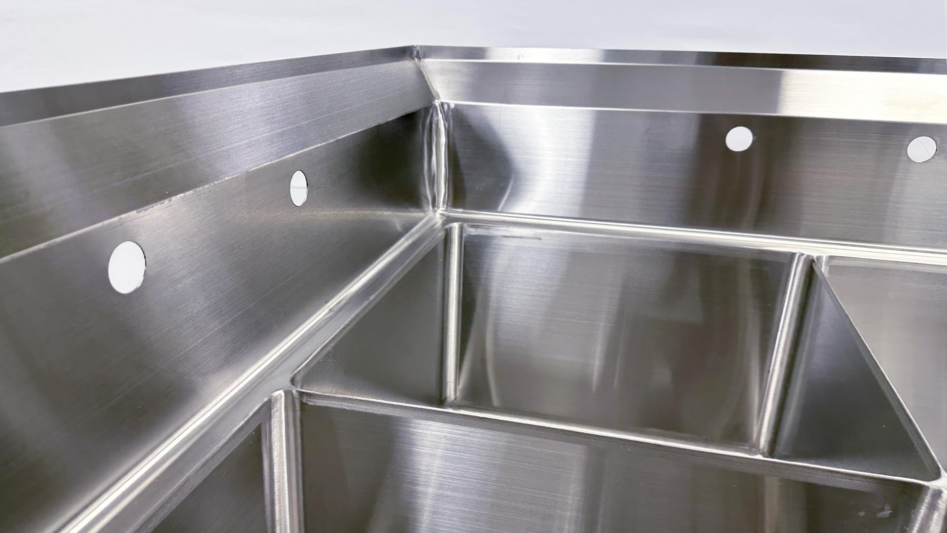 Commercial 3 Compartment Corner Sink, Stainless Steel Kitchen Restaurant ETL NSF