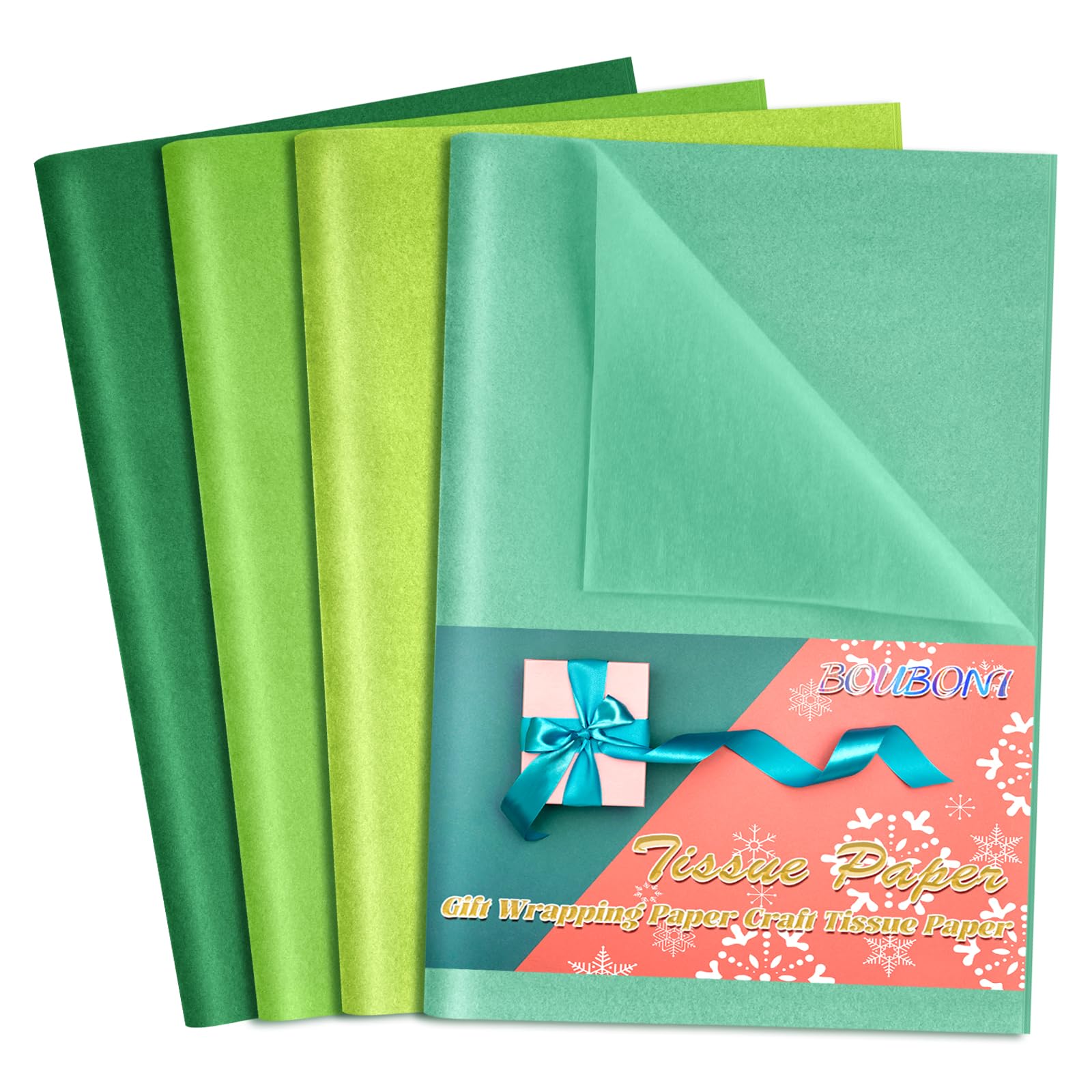 BOUBONI 160 Sheets Green Tissue Paper for Gift Bags 11.5 x 8 inch Saint Patrick's Day Wrapping Paper Art Paper Crafts Suitable for Christmas Birthday Party Wedding Festival Flowers Projects