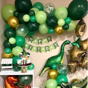 Green Balloons Dark Green Balloon Set, 50 Pcs 12 inch Different Shades Emerald Green Lime Green Confetti Latex Balloons For Jungle Safari Party Supplies St. Patrick's Day Decoration