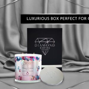 Diamond Empire Happy Birthday Candle with Surprise Jewelry Inside (Surprise Jewelry Valued up to $3,500) 2 Wick Candle (Burn up to 120 H) Ring Size 6