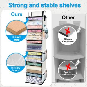 homyfort 6-Shelf Weekly Hanging Closet Clothes Organizer for Kids, Days of The Week Clothes Organizer for Closet, Sturdy Oxford Kids Closet Organizers and Storage (White)