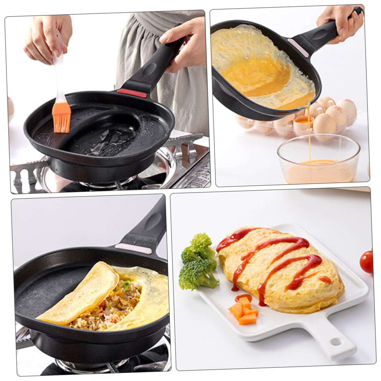 MAGICLULU 1pc Omurice Pot Outdoor Cooking Pan Iron Egg Nonstick Egg Pan Skillet Pan Pancake Molds Toaster Oven Pan Japanese Omelette Pan Maker Pans Multifunctional Pot Sandwich Resin Handle