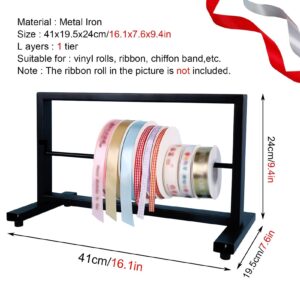 Scpantkend Crafts Ribbon Holder Organizer Rack Tabletop Rack Stand for Storage Ribbon Roll, Modern Small Metal Embroidery Thread Organizer Holder with Removable Bar for Florist/Dessert Shop