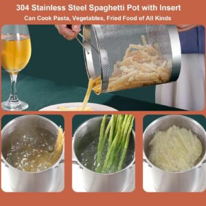 Cooking Pots,Japanese Spaghetti Pot with Basket Insert & Lid, Stainless Steel Vegetable Asparagus Spaghetti Steamer Oil Deep Fry Pan Pasta Stovetop Cooker