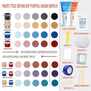 Fiberglass Tub Repair Kit(Color Match), Fiberglass Shower and Acrylic Bathtub Repair Kit for Scratches, Cracks, Chips, Holes on Porcelain, Enamel, Tub, Tile, Sink, Fix Chipped Almond Fiberglass Tub