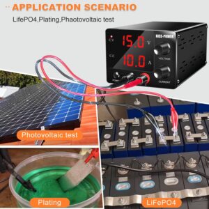 NICE-POWER DC Power Supply Variable 0~30V 0~10A, 3-Digits LED Display Current and Voltage Adjustable 150W Fixed with Encoder DC Bench Power Supply 15V 10A/30V 5A,Electroplating DIY etc DC Power Supply