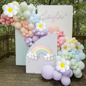 Pastel Balloon Arch Kit Pastel Party Decorations With Daisy Balloons,Pastel Balloons And Pastel Long Balloons Rainbow Balloons Arch Kit Baby Shower Balloon Arch For Birthday Gender Reveal Decoration