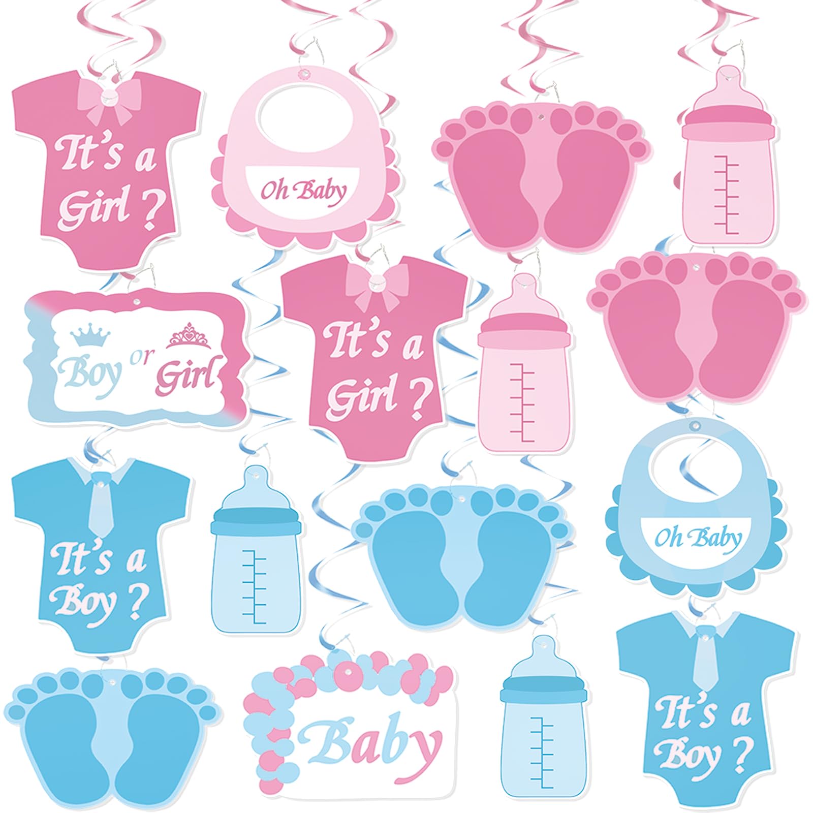 JINGAOFUN 20PCS Baby Gender Reveal Party Decorations Boy or Girl Gender Reveal Party Supplies Party Ideas Pink and Blue Decorations He or She Pregnancy Announcements Decor