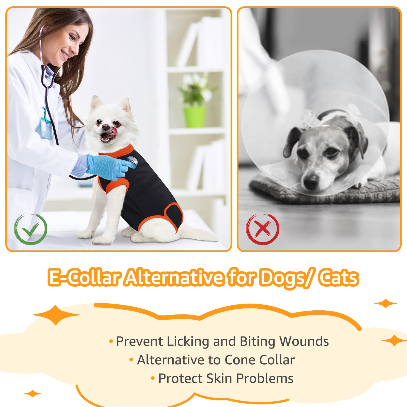 iBuddy Dog Surgical Recovery Suit, Professional Pet Recovery Shirt Dog Abdominal Wounds Bandages for Male Female，Anti Licking Breathable Dog Shirt