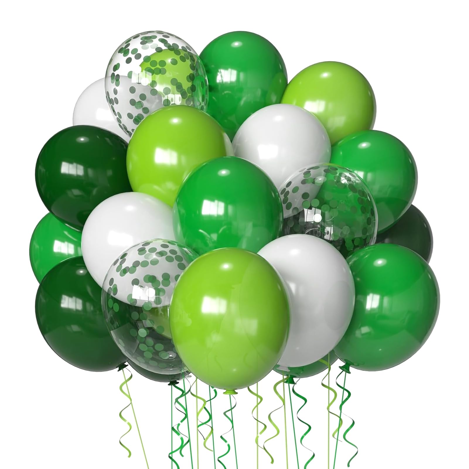 Green Balloons Dark Green Balloon Set, 50 Pcs 12 inch Different Shades Emerald Green Lime Green Confetti Latex Balloons For Jungle Safari Party Supplies St. Patrick's Day Decoration