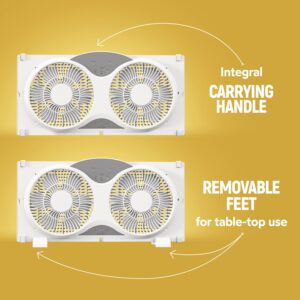 Craig Dual Window Fan with Reversible Airflow - Perfect Window Fans for Home Bedroom, Exhaust & Intake Options, Remote Controlled