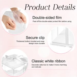 Ocmoiy 8 × 8 × 9 In. Clear Cake Box with Ribbon, 5 Pcs White Disposable Cake Carrier with lid for 2-Layer Cake Holder, Display and Gift Packaging