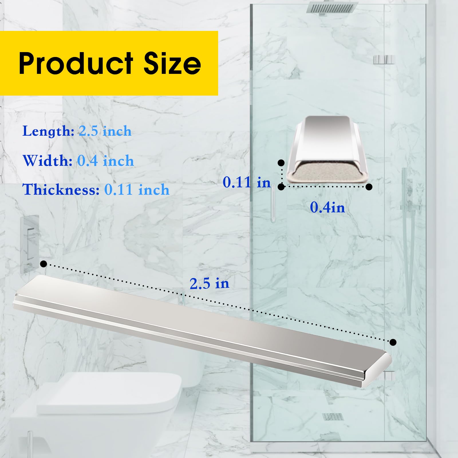 Shower Door Magnet - 2-1/2" Replacement Magnets for Sliding and Swing Shower Doors, Suitable for Glass Doors