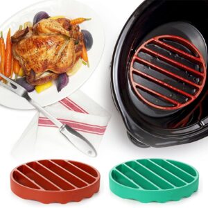 jyibinee Roasting Rack, Non-stick Silicone Baking Rack, Reusable Round Grill Insulation Mat for Home Kitchen Red