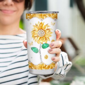 Initial A Tumbler Mug Gifts,Monogrammed Sunflower Gifts for Women,Personalized Gifts,Personalized Tumbler Cup for Wedding Birthday Graduation Party,Unique Initial Gifts for Women Her Mom Teacher 20oz