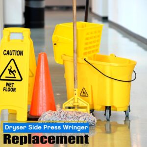 Sunnychicc Side Press Wringer Replacement for Commercial Mop Bucket 26 and 33 Qt, with 2 Pcs Mop Head Replacement, Yellow Mop Wringer with Handle for Easy Use, Blue Mop Head Refill for Cleaning Floor