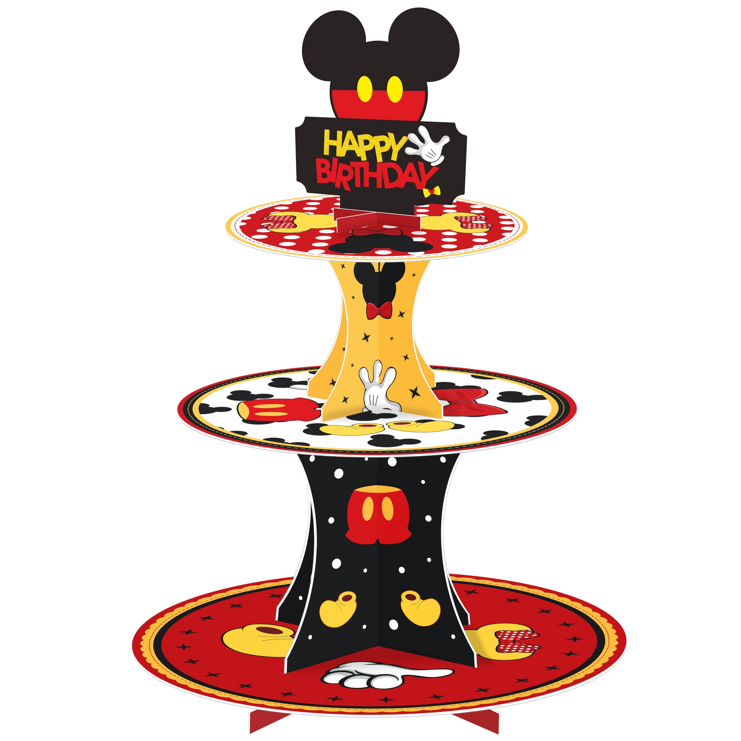 MOAXMOA Mouse Cupcake Stand 3-Tier Cupcake Stand Cartoon Mouse Birthday Party Supplies Mouse Decorations for Girls Boys Kids Birthday Baby Shower