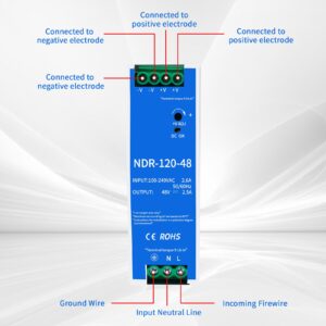 48V Power Supply NDR120-48;Input 100-240VAC;Output:48V 2.5A;110V 120V 220V Both;Din Rail