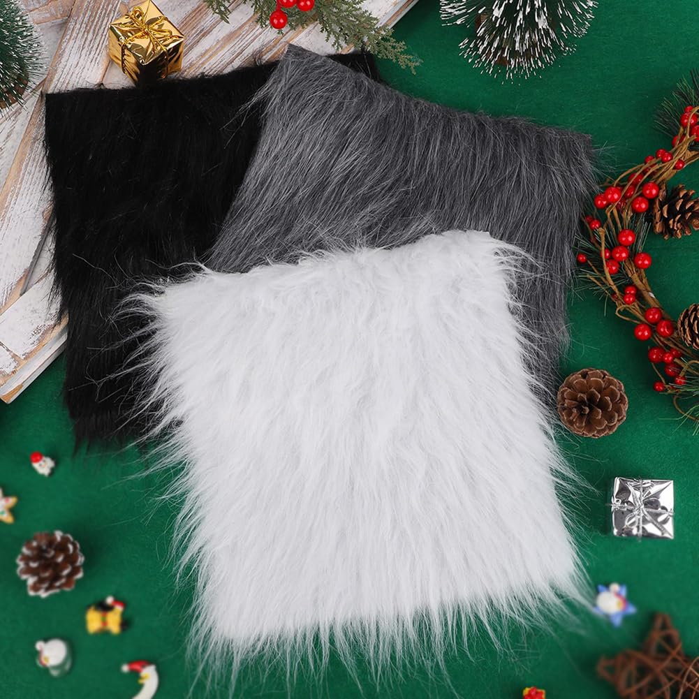 UUYYEO 2 Pcs 10 x 10 Inch Faux Fur Fabric Squares Soft Fluffy Fabric for Sewing Plush Fabric Squares Shaggy Fur Cuts Patches Costume Decoration Fabric White