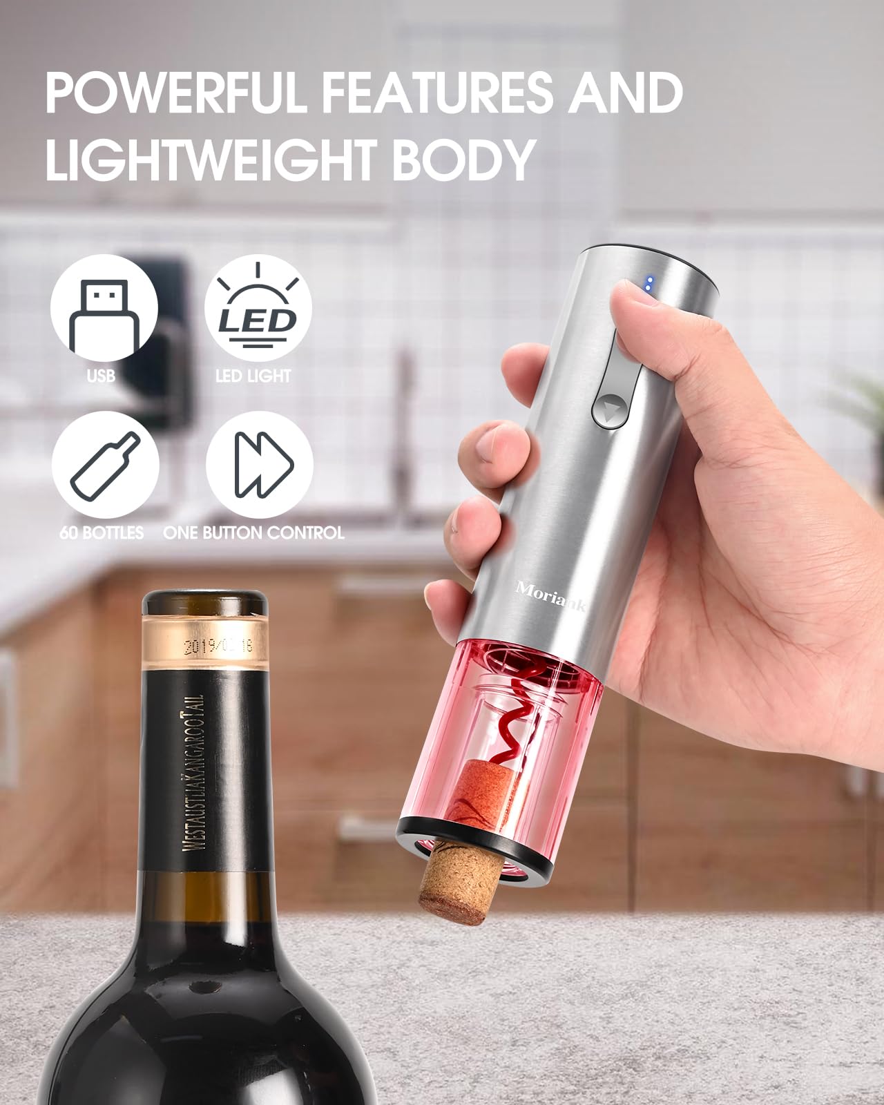 Electric Wine Opener Set with Stand, Wine Gift Set with Rechargeable Wine Opener, Wine Aerator, Vacuum Stoppers and Foil Cutter, 6-in-1 Wine Bottle Opener Set for Home Party Bar Outdoor Gift