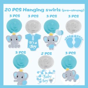 20PCS Elephant Baby Shower Decorations for Boy Baby Boy Shower Decorations First Birthday Decorations for Boy It's a Boy Party Decorations Elephant Kid Birthday Party Supplies