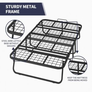 ijuicy Folding Bed with 4" Mattress, 75" x 38" Rollaway Bed with 4 Lockable Wheels & Strong Sturdy Frame, Portable Foldable Bed with Mattress for Adults, Guests