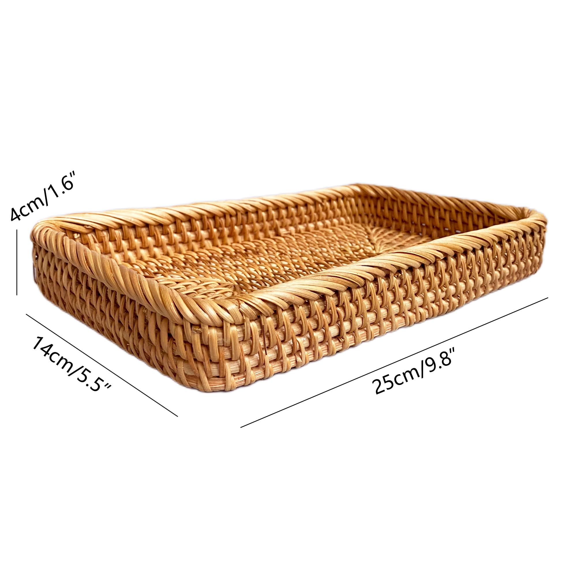 i-lan Rattan Toilet Tank Basket Natural Rattan Toilet Tank Vanity Narrow Tray for Paper Hand Towel Bathroom Shelf Storage Basket 10 x 5.5 x 1.6 inch