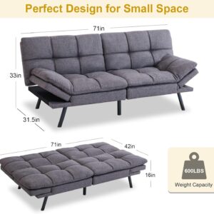 MUUEGM Convertible Futon Sofa Bed Couch Memory Foam Futon Couch Bed Modern Futon Sleeper Leather Sofa Couch Folding Small Love Seat Couch Sleeper Sofa for Living Room Office Small Space