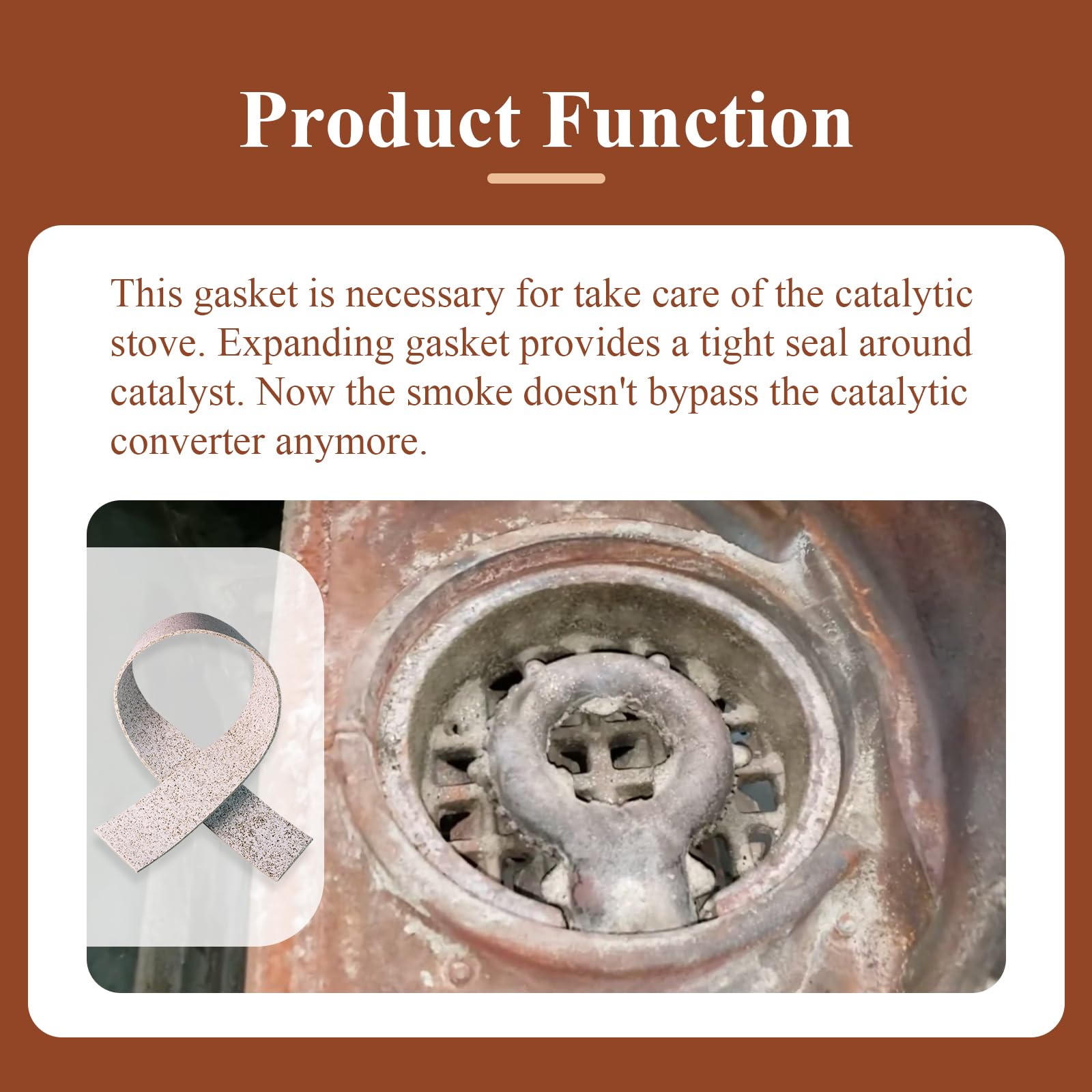 Ctuoptuo Interam Gasket for Dutchwest Stove 6" Combustor, Replaces Vermont Castings Part # 1203533A, 18" Long x 2" Wide x 1/16" Thick