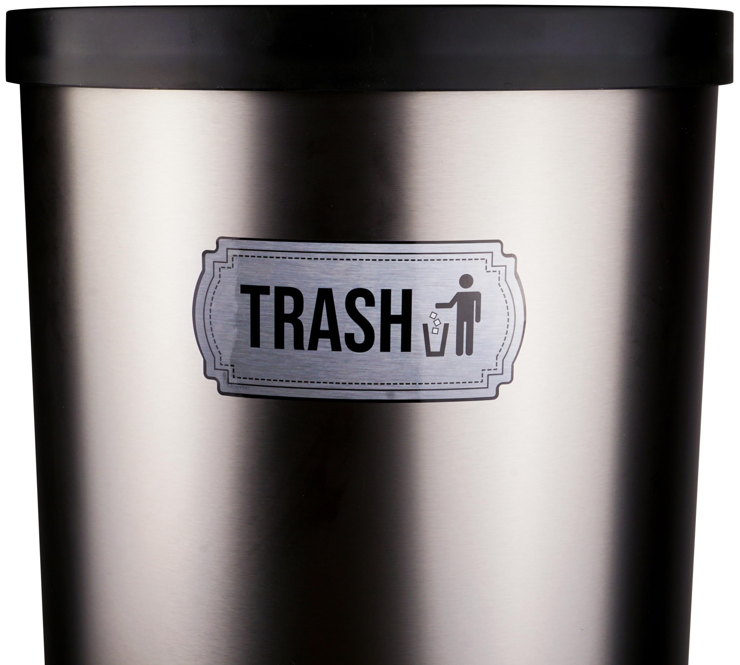 Recycle and Trash Stickers for Trash Cans - Stainless Steel Style Vinyl Recycling Bin Labels - 2 Pack - 6.5" by 3" Decals Logo - Waste Signs for Home Kitchen or Office Bins Indoor/Outdoor Use