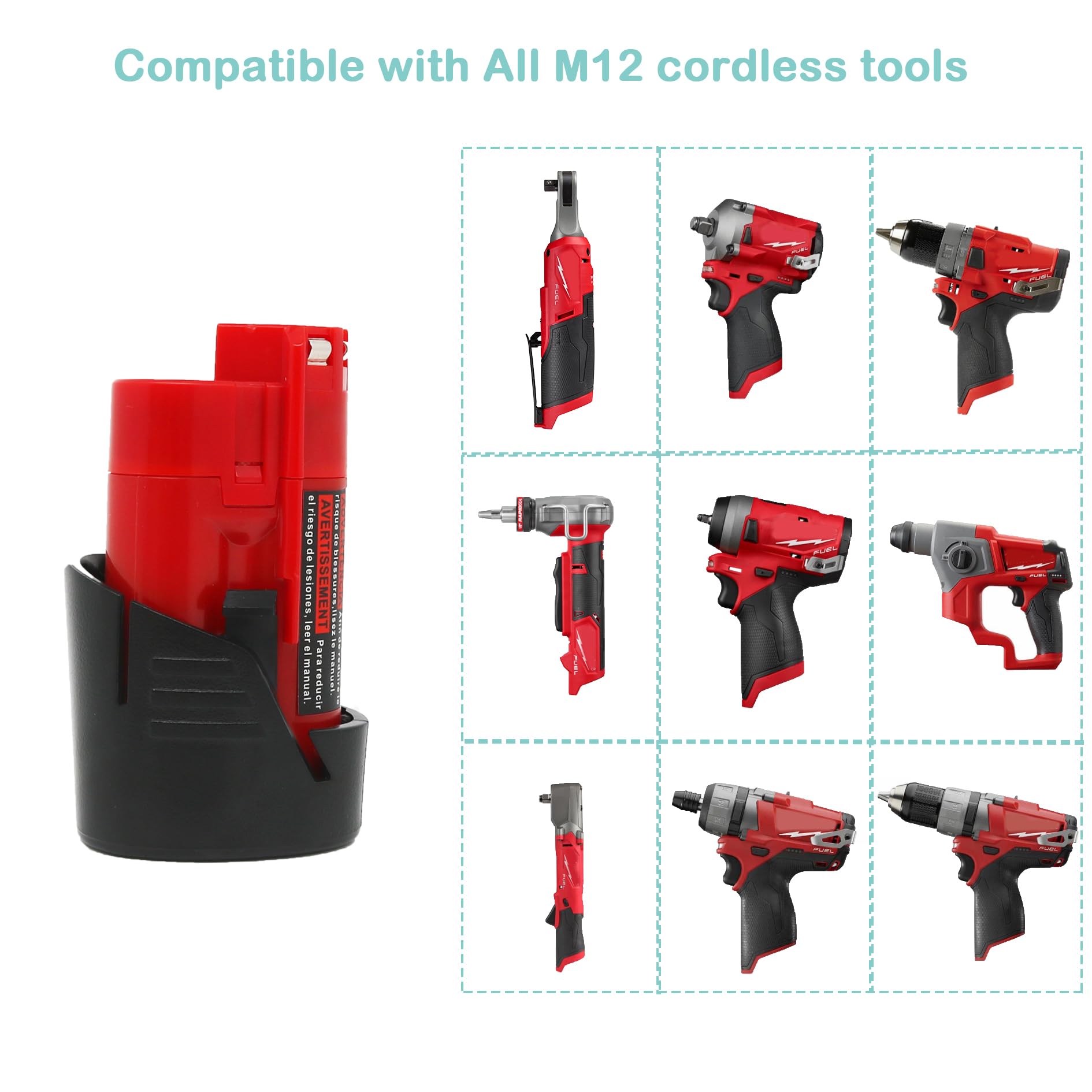 OYRMIL 2 Packs 3Ah Battery Replaced for Milwaukee M12 Battery, Compatible with All M12 Cordless Tools- Supplied 48-11-2411 48-11-2420 48-11-2401 and 1*N12 Battery Charger