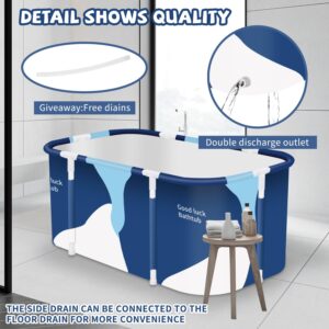 Portable Foldable Bathtub,Foldable Soaking Bathtub for Adults, Freestanding Bathtubs, Hot Bath Tub, Ice Bath, Family Bathroom SPA Tub 47.2x19.7x21.7inch (Milk)