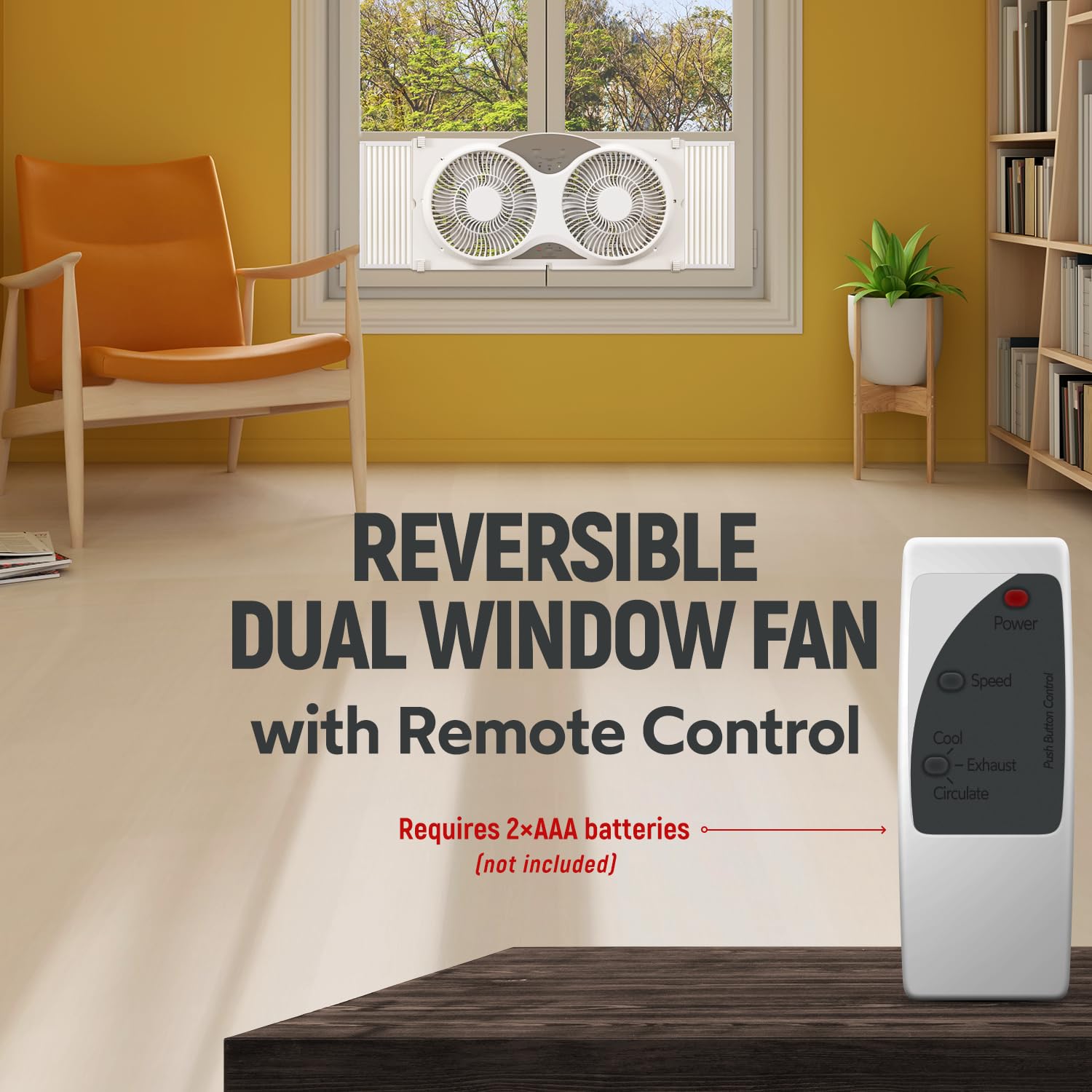 Craig Dual Window Fan with Reversible Airflow - Perfect Window Fans for Home Bedroom, Exhaust & Intake Options, Remote Controlled