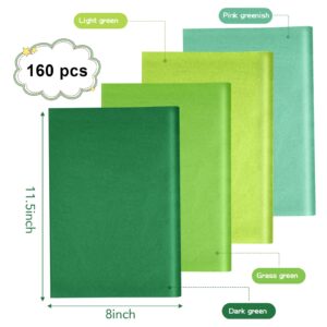 BOUBONI 160 Sheets Green Tissue Paper for Gift Bags 11.5 x 8 inch Saint Patrick's Day Wrapping Paper Art Paper Crafts Suitable for Christmas Birthday Party Wedding Festival Flowers Projects