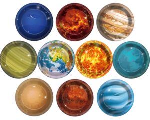 naozinebi 50pcs solar system party plates outer space theme party supplies galaxy party planet dessert paper plates for kids space solar system planets baby shower party birthday party decoration