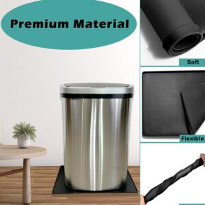 Luccov Trash Can Mat, Waterproof Raised Edge Silicone Under Garbage Can Mat, 11.8" X18.9" Non-Slip Trash Can Pad for Kitchen Office Bedroom Reduce Floor Carpet Wall Scratches, Black