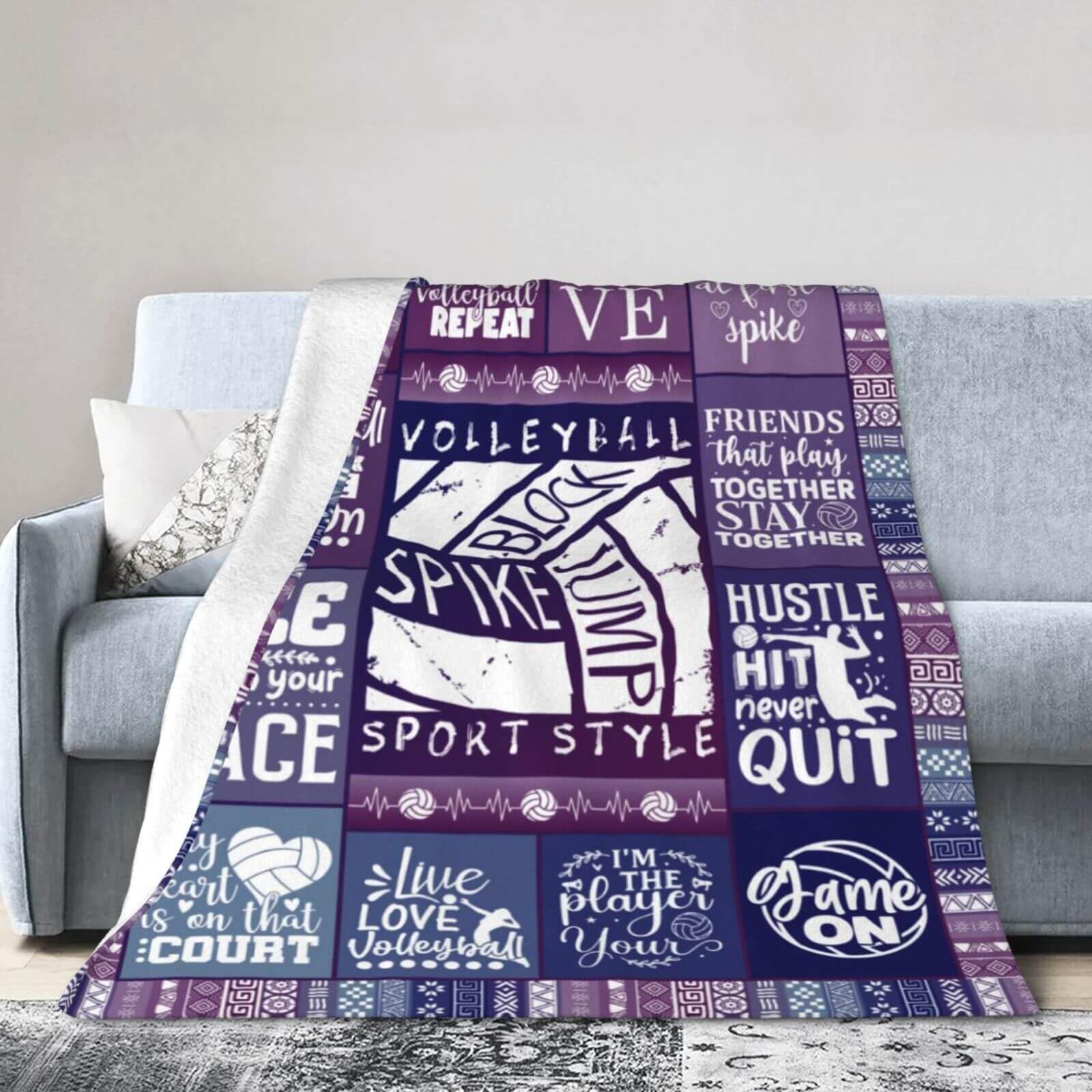 Homieblanket Volleyball Blanket for Boys Girls, Cool Volley Ball Themed Design Printed Throw Blankets for Kids Lap, Chair Sofa, Warm Soft Cozy Blanket, 40"x 50"