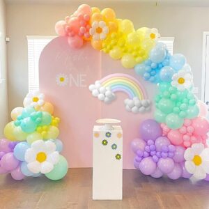 Pastel Balloon Arch Kit Pastel Party Decorations With Daisy Balloons,Pastel Balloons And Pastel Long Balloons Rainbow Balloons Arch Kit Baby Shower Balloon Arch For Birthday Gender Reveal Decoration