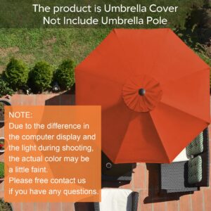 EliteShade USA 9FT Patio Umbrella Replacement Covers 8 Ribs Market Umbrella Canopy Cover (CANOPY ONLY) (Rust)