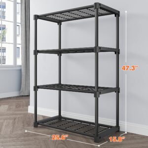 REIBII Wire Shelving Shelving Units and Storage Metal Shelves Storage Shelves 4-Tier Shelving Unit Storage Shelf Pantry Shelves Wire Shelf, 25.6" W x 15.8" D x 47.3" H