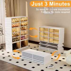 PeSenp 6 Tier Shoe Storage Cabinet Foldable Shoe Rack with Magnetic Clear Door, Easy Assembly Dust Free Collapsible Shoe Cabinet, 24 Pairs Shoe Storage Box Large Shoe Storage for Door Entrance