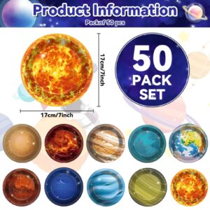 Naozinebi 50Pcs Solar System Party Plates Outer Space Theme Party Supplies Galaxy Party Planet Dessert Paper Plates for Kids Space Solar System Planets Baby Shower Party Birthday Party Decoration