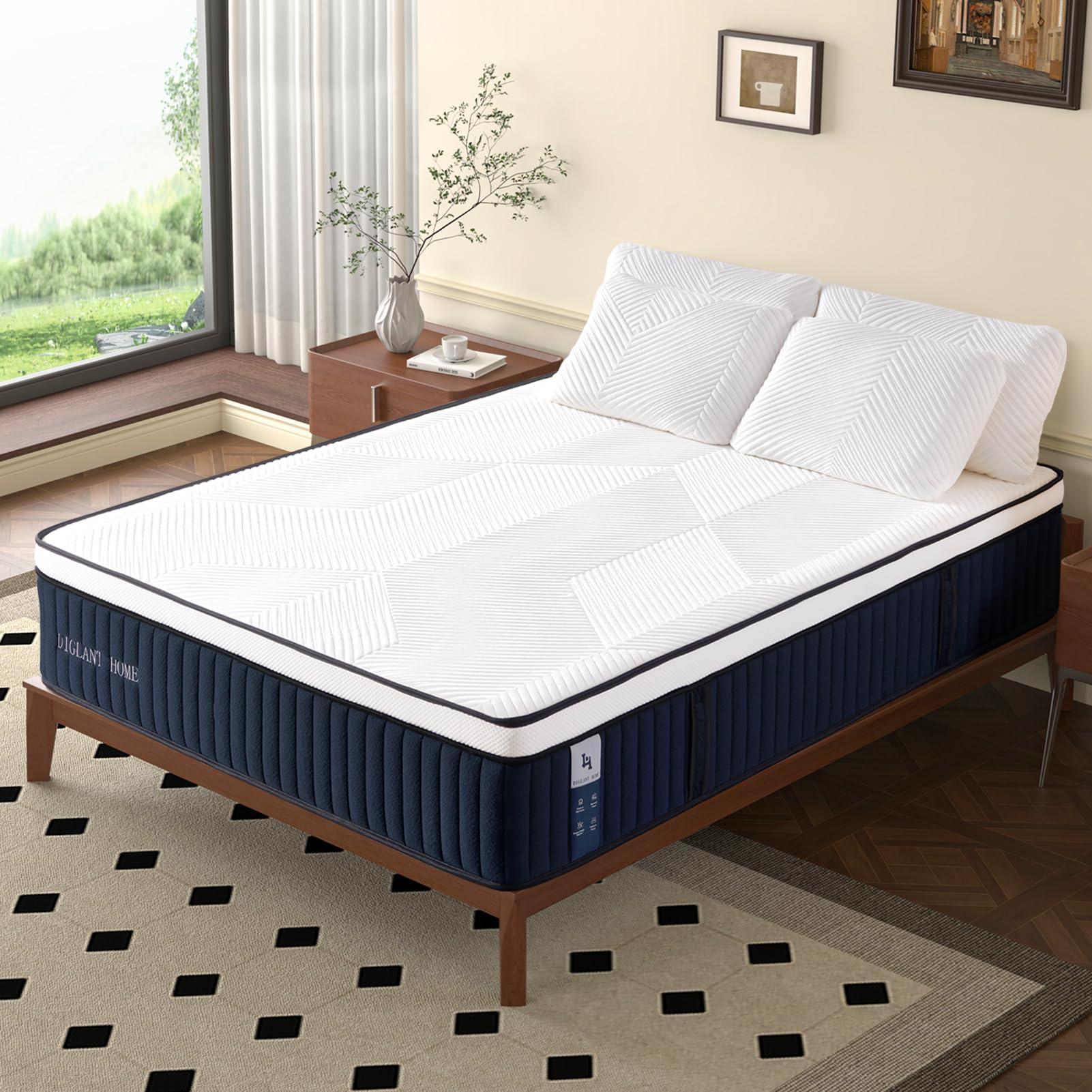 King Mattress, DIGLANT 14Inch Hybrid Soft Medium Plush Memory Foam Mattress, King Size Mattress with 7-Zone Pocket Springs, Mattress in a Box for Supportive & Pressure Relief, CertiPUR-US Certified