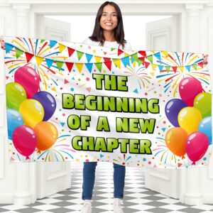 the beginning of a new chapter banner - we will miss you banner – congratulations banner – happy retirement banner - farewell banner - graduation banner - 5ft x 3ft (white & green)