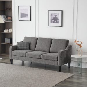 vingli couches for living room sofa 71" small couch loveseat sofa mid-century modern couch grey soft chenille couches floor sofa for bedroom, apartment, lounge, office