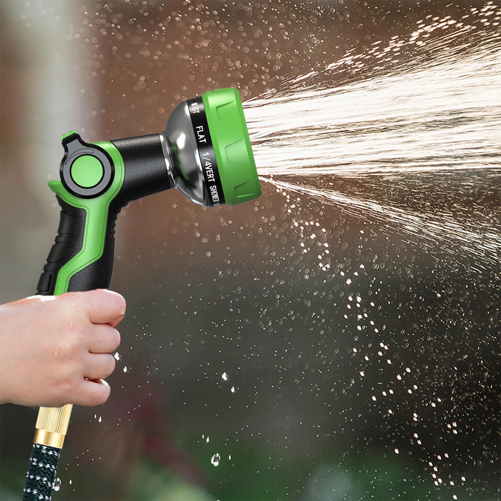 Hose Nozzle 10 Adjustable Patterns Garden Hose Nozzle Premium High Pressure Water Hose Nozzle with Thumb Control Design Hose Sprayer Nozzle for Garden & Lawns Watering, Cleaning, Pets & Car Washing